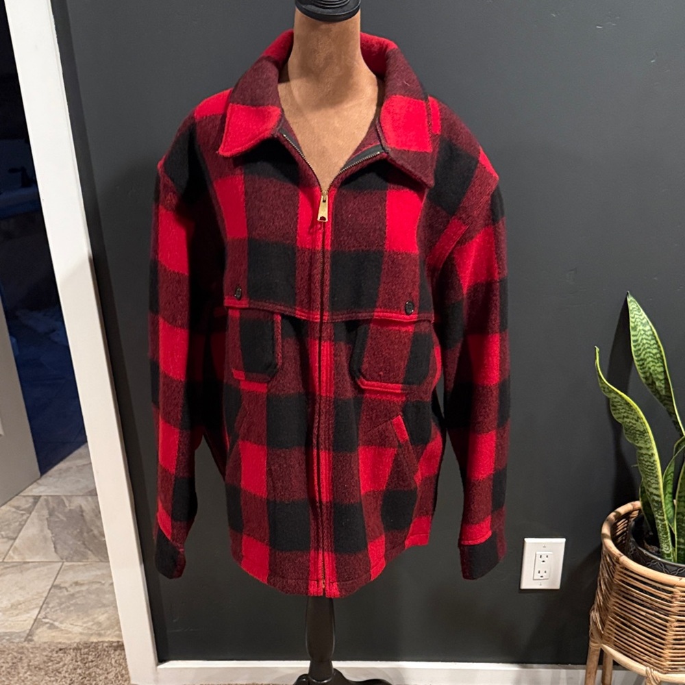 Vintage Woolrich Red and Black Outdoor Jacket, unlined